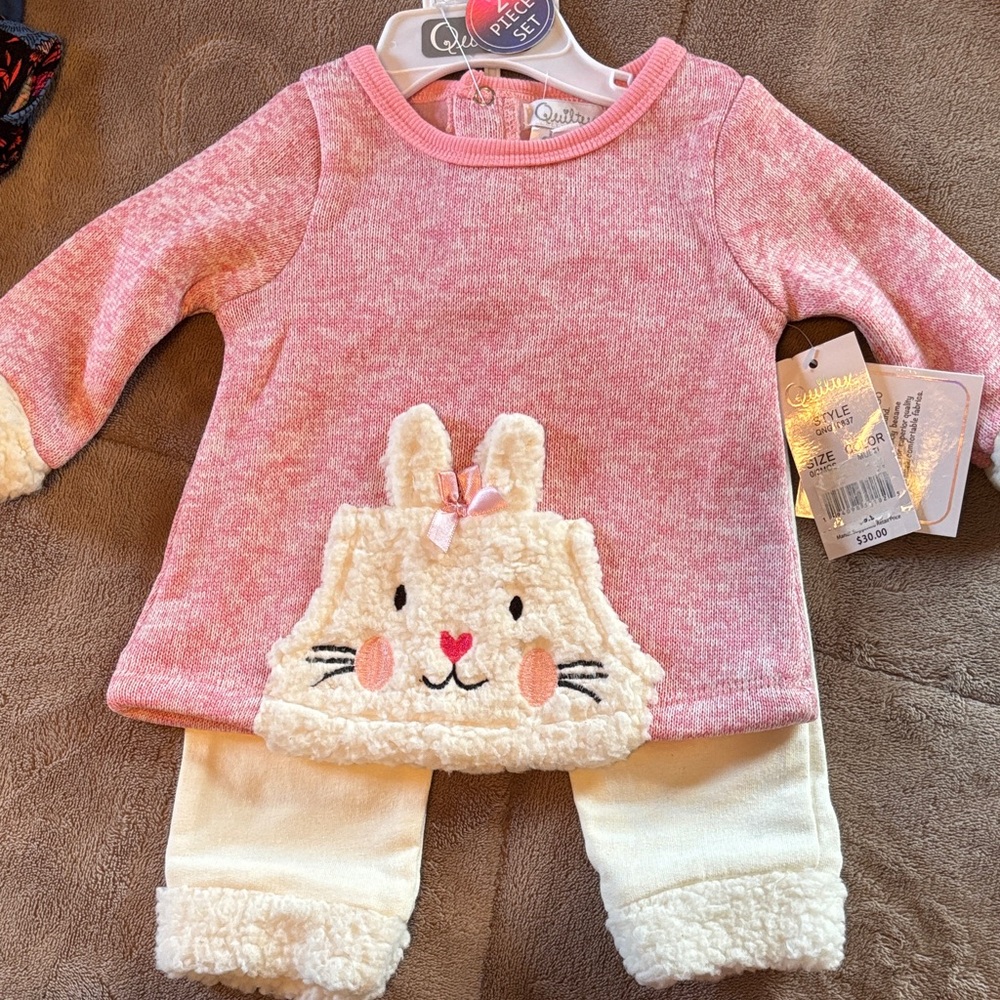 Quiltex Pink and Cream Bunny Pajama Set